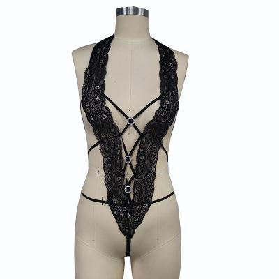 China Anti-UV Breathable Quick Dry One Piece Sexy Lingerie Women Lace Up Glow In The Dark Lingerie Open Crotch Lingerie for sale