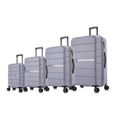 China PP material is high strength lightweight unique design hot sale and hard suit cases travel trolley luggage travel for sale