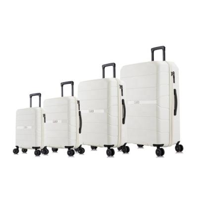 China The pp material is light made in china light material and high quality pp suitcase set with flexible wheels pp plastic suitcase for sale