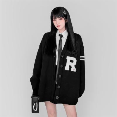 China Anti-wrinkle women new design custom knitted sweaters varsity cardigan for sale