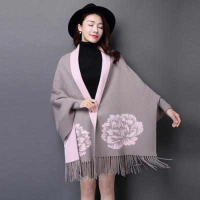 China Anti-pilling ladies wholesale knitted sweater ponchos for women cape for sale