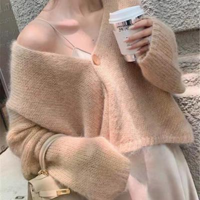 China Anti-wrinkle hot sale fashion mohair knitted shawls sweaters women tops for sale