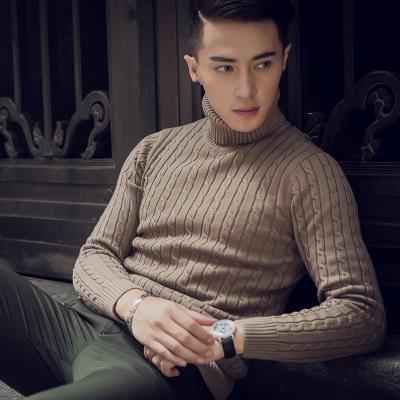 China Fashion Korean Anti-pilling Cable Knit Pullover Turtle Neck Sweater Men for sale