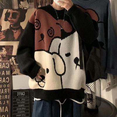 China Fashion Korean Men's Anti-pilling Jacquard Pullover Custom Knitted Cartoon Sweater for sale