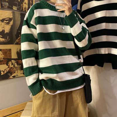 China Latest fashion design custom anti-pilling knitted sweater striped sweater korean men for sale