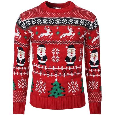 China New Custom Anti-wrinkle European Style Jacquard Knitted Christmas Adult Sweater for sale