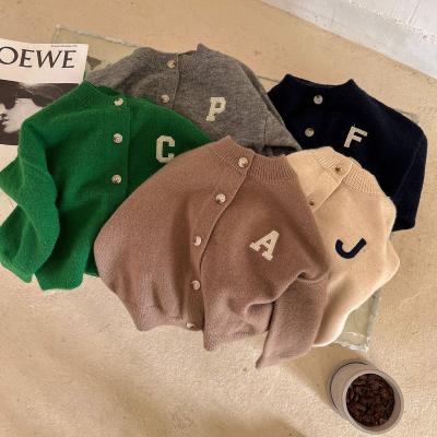 China Wholesale new desgin spring anti-pilling cardigan baby sweaters letter logo for sale