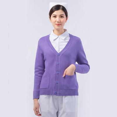 China Ladies V Neck Cardigan Women's Hospital Nurse Duty Sweater for sale