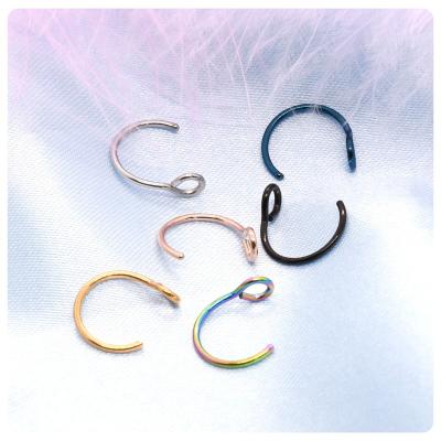 China Casual/Sporty Simple and fashionable stainless steel fishhook-shaped piercing nose ring for daily sports wear for sale