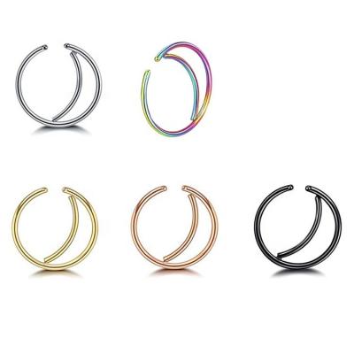 China BOHEMIA Simple and fashionable stainless steel moon shape nose ring piercing unisex daily sports wear for sale