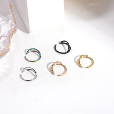 China Punk Simple and fashionable stainless steel three-dimensional moon nose ring piercing nose ring unisex daily wear for sale