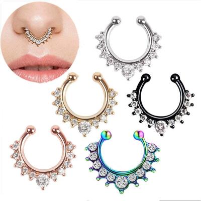 China TRENDY The new alloy zircon nose ring is beautiful for everyday nose rings without perforating nose studs for sale