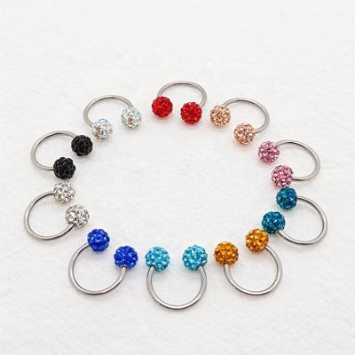 China Punk Colorful mud balls, Shambhala, drilled nose rings, lip rings, pierced hip-hop, American, unisex, everyday wear for sale