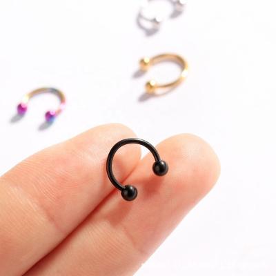 China TRENDY U-shaped minimalist piercing nose ring, horseshoe shaft, round ball beads, replacement earrings, stainless steel nose studs for sale