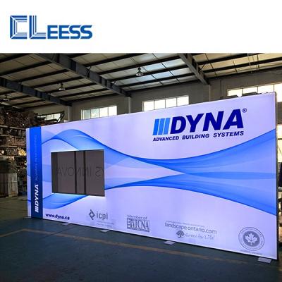 China Exhibition 3x6m LED Tension Fabric Lightboxes Display Media Wall for sale