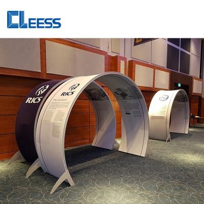 China Desk Curved Aluminum Frame Free Standing Silicone Edged Graphic Display Rack For Company for sale