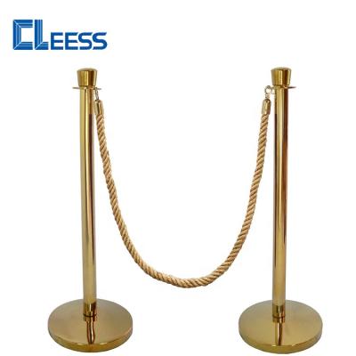 China Multi-application Crowd Control Stand VIP Crowd Control Gold Tapered Top Decorative Rope Security Queue Stand Barriers With Arched Base for sale