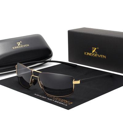 China Fashion Brand Design Square Frame Men's Aluminum Sun Glasses KINGSEVEN Sunglasses For Men's Glass Women's Classic Eyewear Shading Gafas 7128 for sale