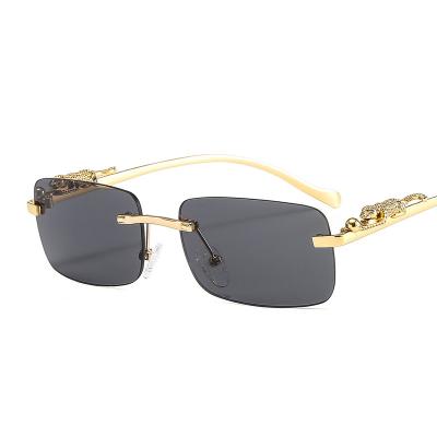 China Fashion Sunglasses Decorative Frameless Square Sunglasses for Men and Women Retro Leopard Metal Head Sunglasses for sale