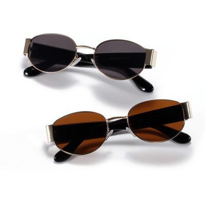 China Fashion Sunglasses Vintage Shape Oversized Copper Eyewear AC Glass Sunglasses Women UV400 Sun Glass Eye Protection Oval Decoration w5052 for sale