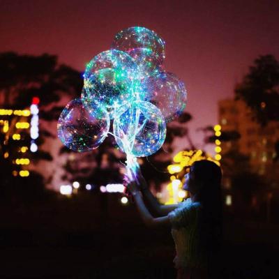 China Light Up Creative Transparent LED Bobo Light Aluminum Balloon with String Light for Christmas New Year Wedding Party Decor for sale