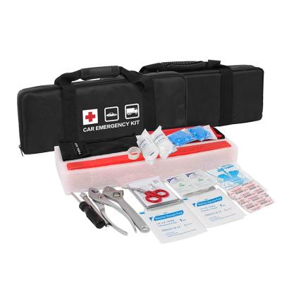 China Outdoor Roadside Auto Nylon First Aid Kit Emergency Black Small Size Survival Kit for sale