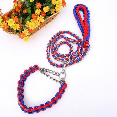 China Personalized Large Metal Extra Heavy Strong Strong Metal Dog Leash Training Chain With Nylon Handle for sale