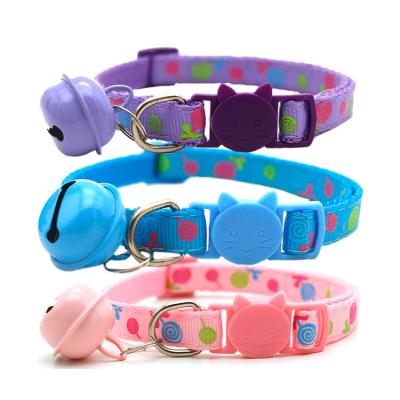 China Fashion Polyester Reflective Custom Multi-colors Cat Collar Adjustable Nylon Cat Collar With Bell Detached for sale