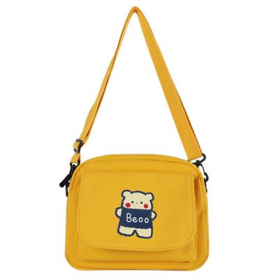 China Recyclable Korean Style Diagonal Girl Canvas Bag Student Cute All-match Shoulder Bag for sale