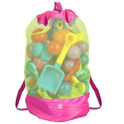 China Large Mesh Beach Bag Tote Durable Sand Viable Drawstring Beach Backpack Bath Away And Pool Toys Balls Storage Bags for sale