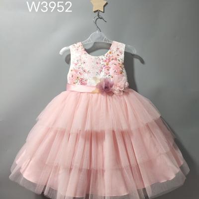 China Anti-wrinkle flower girls little luxury pageant sleeveless party embroidered flower princess Dresses Wedding Kids 6 to 10 years old for sale