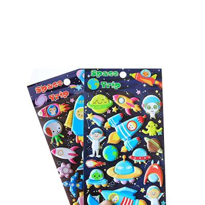 China Custom Hot Selling Eco-Friendly Cartoon Embossing Bloated Sticker Pop Up Planets Bubble Stickers For Kids for sale