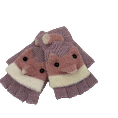 China Keeping Cute Polyester Winter Fingerless Warm Knitted Gloves For Kids Children for sale