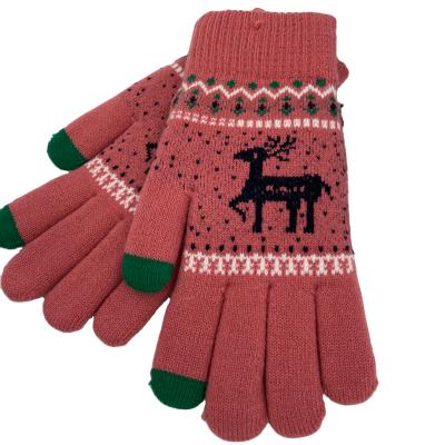 China Daily Life Wholesale Factory Custom Keep Warm Christmas Acrylic Winter Knit Glove For Female for sale