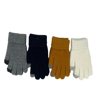 China Custom Daily Life OEM Factory Winter Keep Warm Plain Women Acrylic Winter Gloves for sale