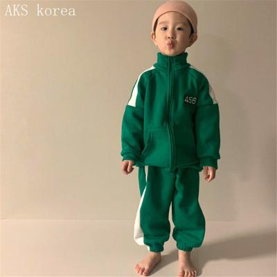 China 2021 New Boys and Girls Solid Color Children's Suit Autumn Children's Cotton Sweater Breathable Long Sleeve Suit for sale