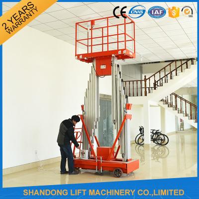 China 200kg elevación de aluminio hidráulica de la plataforma de trabajo aéreo de la escalera de la altura de la capacidad el 12m con CE en venta