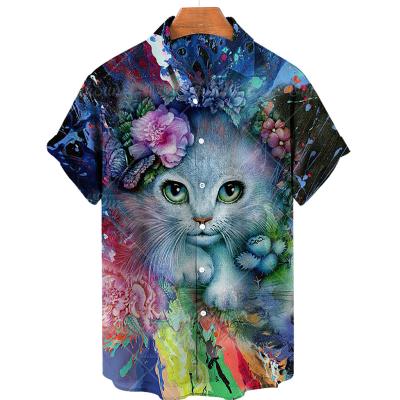 China New Summer Anti-pilling Fashion 3D Casual Hot Printing Men's Digital Shirt for sale