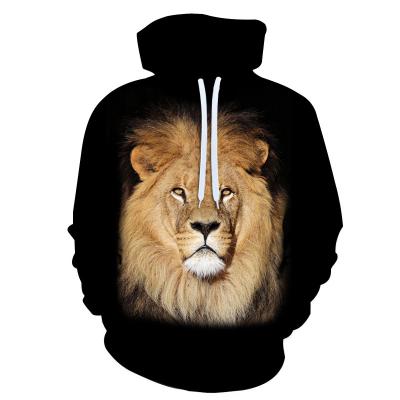 China Anti-wrinkle black hoodie with lion 3D pattern sublimated sweater for sale