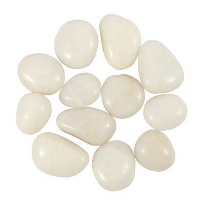 China Beautiful modern high quality polished white round pebble stone for sale