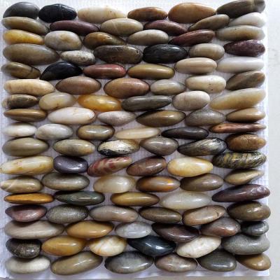 China floor & wall polished pebble stone,sliced ​​river stone pebble mosaic tile, for sale