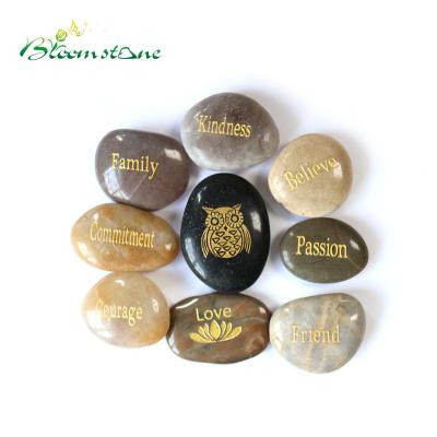 China Modern Gift Worry Stone Soothing Gratitude Rocks Inspirational Pebble Stone for sale