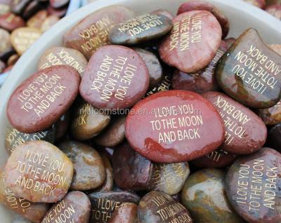 China Landscape Bulk Wholesale Customized Engraved Pocket Letter Word Pebble Stone for sale