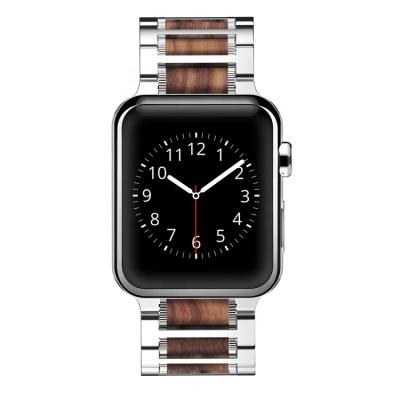 China Luxury Spiral Wooden Watchband Mens Watch Band Strap Replacement For Apple Watch 44mm 42mm 40mm 38mm Watch Band for sale