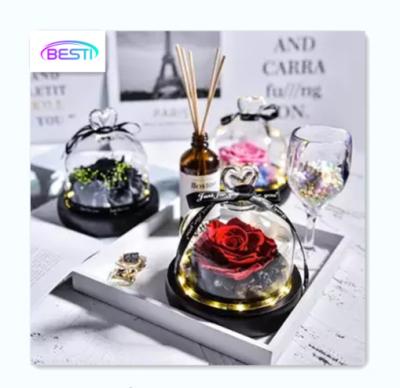 China Wedding Gift Natural Eternal Flowers Preserved Forever Rose In Glass Dome With Led Valentine Christmas Mothers Day Gifts For Her for sale