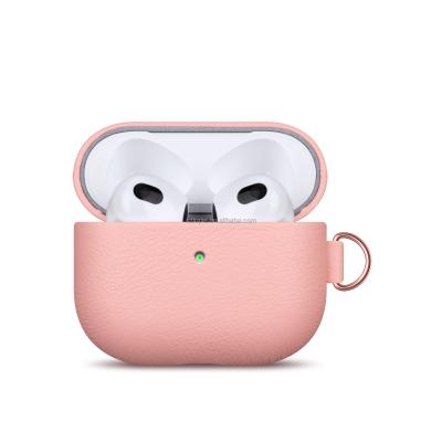 China Fashionable Handmade Full-wrapped Leather Case Cover With Key Ring For New AirPods 3 for sale