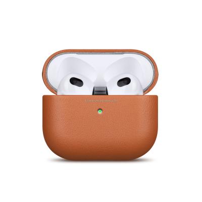 China Fashionable Genuine Leather Protective Case Cover For Apple AirPods 3 Support Radio Charging Case for sale