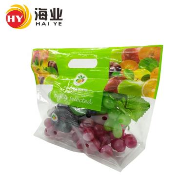 China Plastic Barrier Zipper Fruit Packaging Grape Protection Bag With Handle And Holes for sale