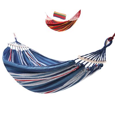 China Garden 2 People Outdoor Canvas Camping Hammock Folded Wooden Sticks Stabilized Garden Swing Hanging for sale