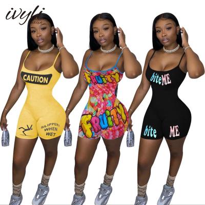 China 2022 Summer New Suspender Overalls Black Sports Shorts Casual Jogging Shorts Women's Sleeveless Clothing Sexy QUICK DRY Printed for sale